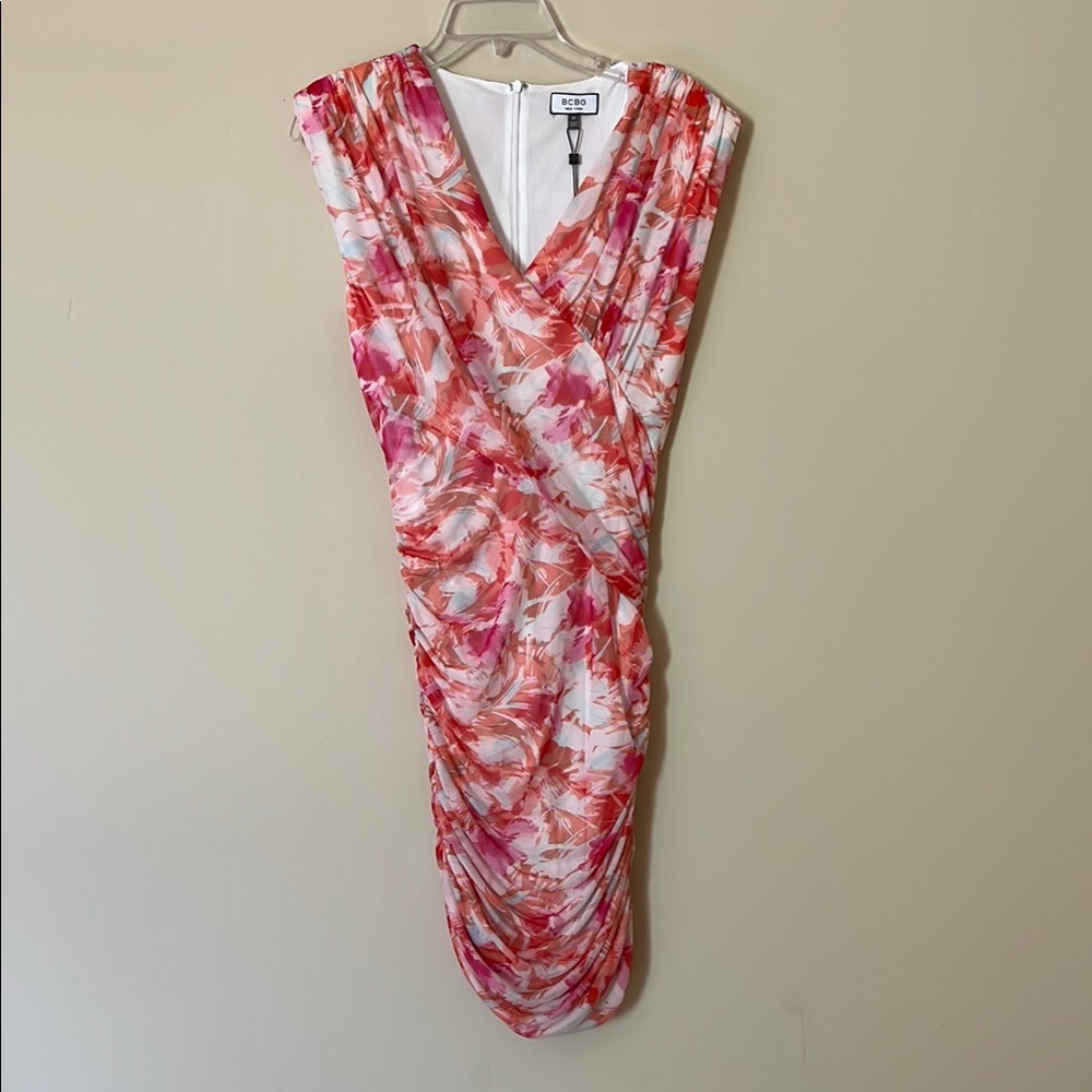 NWT BCBG Floral Pink and Red Women's Dress